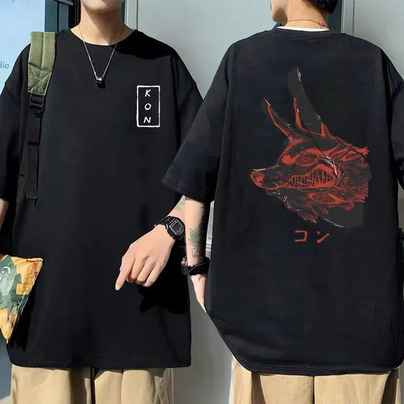 Camiseta masculina de desenho animado de anime japonês Kon, camiseta esportiva solta de corrida, camiseta grande de manga curta de algodão, camiseta masculina de verão