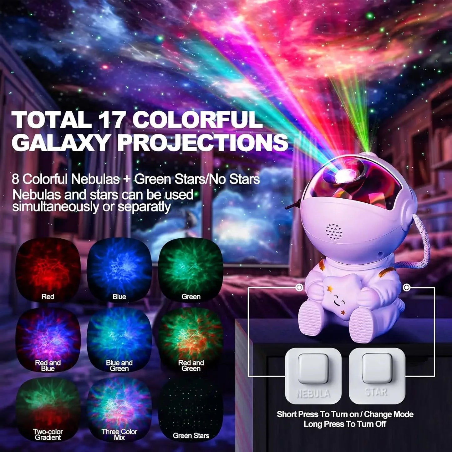 Projetor de Céu Estrelado de Astronauta do Brasil, Luz Noturna de Galáxia, Projetor de Céu Estrelado, Luz de Astronauta LED, Quarto e Sala de Jogos