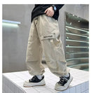 2024 Nova Primavera Outono Meninos Calças Calças Casuais de Perna Reta Grandes Crianças Calças Cargo Moda Cool Kids Roupas