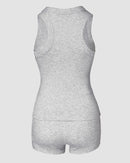 Ternos de Estilo Urbano para Mulheres 2025 Primavera Verão Última Cor Sólida Elegante Apertado 2Pcs Top de Regata com Decote em U&Casual Conjunto de Shorts de Cintura Alta