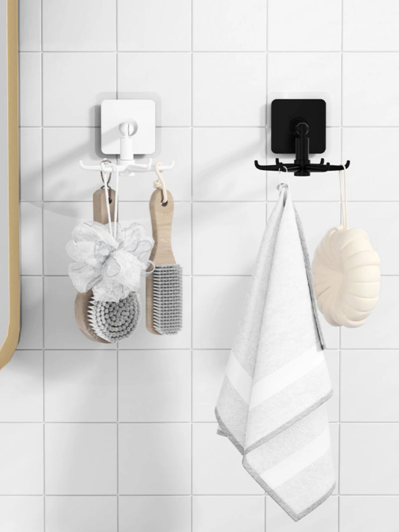 1 peça 360 graus rotativo pp punch free seis garras gancho cozinha espátula colher armazenamento cabide montado na parede