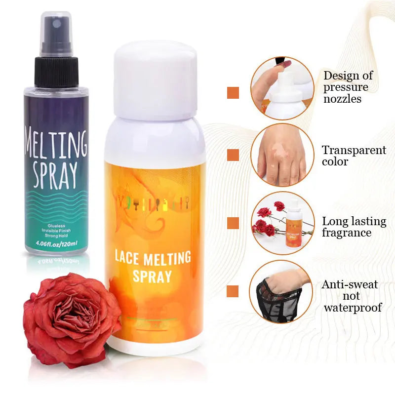 Spray Fixador de Renda Spray de Fusão de Renda Fixação Forte Perucas Sem Cola Spray para Alisar a Renda Secagem Rápida Spray Adesivo para Renda Spray de Derretimento de Renda