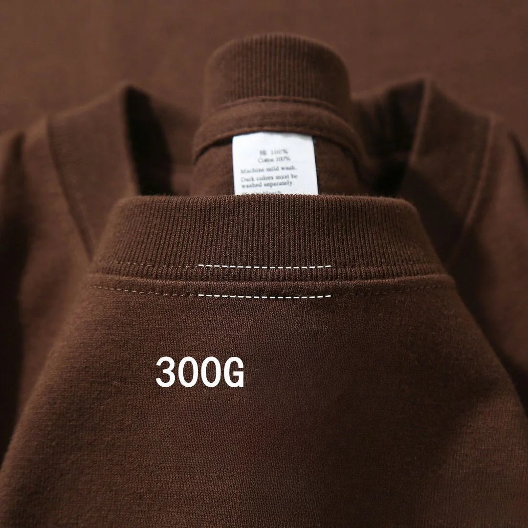 Camiseta de algodão de verão resistente 300 gramas algodão puro americano manga curta camiseta masculina casual base top camiseta grande