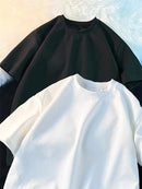 Camiseta Waffle Masculina Nova Gola Redonda Solta Camiseta Feminina Moda Casual Camisetas Verão High Street Oversized Meia Manga Camisetas Top