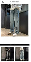 Estrelas Patchwork Homens Jeans Nova Moda Y2K Tassel Pants Coréia Roupas Em Linha Reta Hip Hop Emenda Calças Masculinas Streetwear