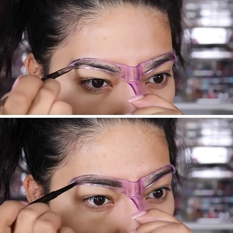 Molde de Sobrancelha 8 em 1 Reutilizável, Carimbo de Sobrancelha, Conjunto de Modelos para Maquiagem, Ferramentas para Maquiagem de Sobrancelhas