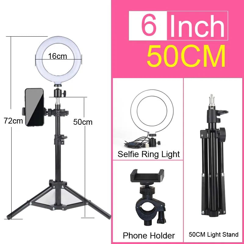Luz de Anel LED 14 polegadas para Fotografia - Tripé com Luz de Anel para Transmissão ao Vivo