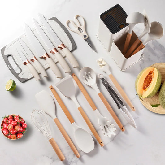 Conjunto de utensílios de cozinha de silicone
