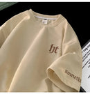 Hefty Walfr Checks Estilo Japonês Ins Camiseta de Manga Curta para Homens Primavera Verão Juventude Oversize Gola Redonda Meia Manga