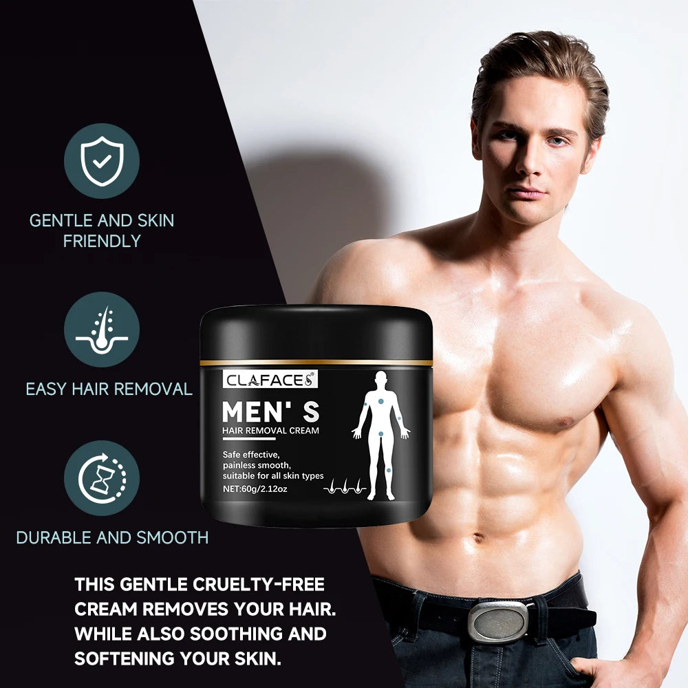 Homens Creme Removedor de Pêlos Indolor Inibição Suave Não Irritante Crescimento do Cabelo Eliminar Barba Corpo Peito Partes Íntimas Depilatório