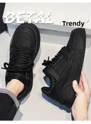 Sapatos Masculinos Black Knight Primavera Na Moda Versátil Esporte Casual Preto Puro Baixo Top Plataforma Aumentar Pão Sapatos da Moda