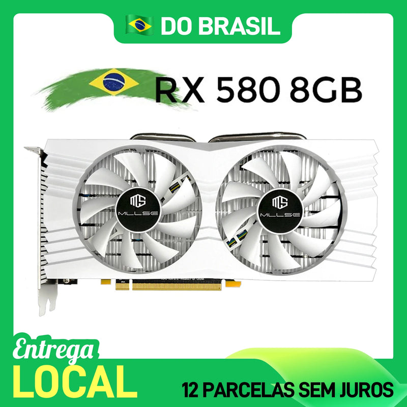 Brasil em Estoque Placa de Vídeo MLLSE AMD Radeon RX 580 8GB GDDR5 256-bit 2048SP PCIe 3.0 x16 para Desktops Placa de Video para Jogos