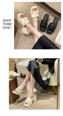 Verão de salto alto casual feminino boca de peixe sapatos sapatos femininos à venda 2024 moda nova dedo do pé quadrado anti-rugas chinelos femininos