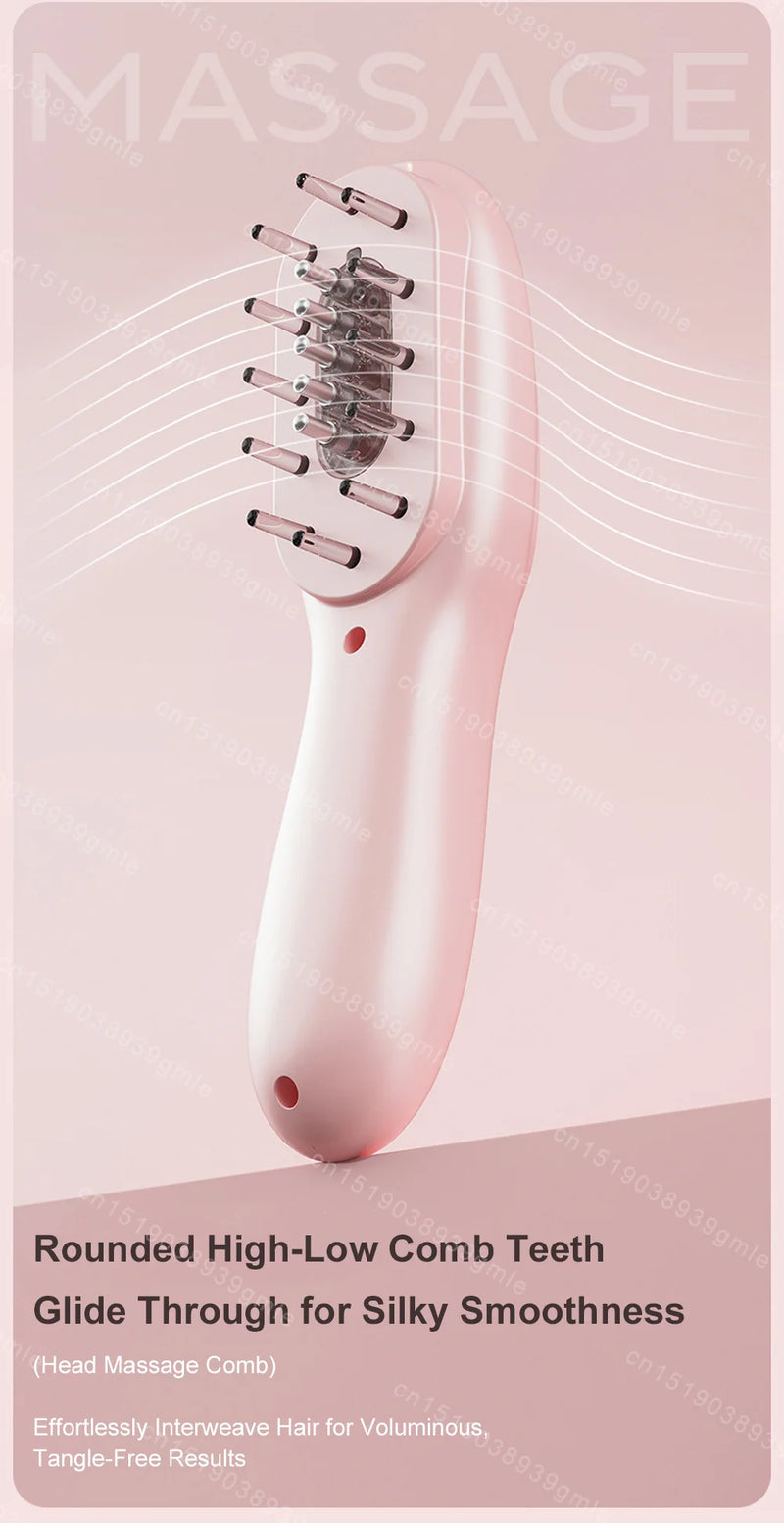 Massageador de Luz Vermelha e Azul Pente Massageador de Cabelo Aplicador para Couro Cabeludo Massageador de Cabeça Pente de Massagem Elétrico Pente de Massagem Capilar com Nano Vibração