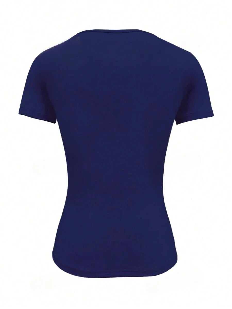 Camisetas Femininas Básicas Decote Redondo Manga Curta Tops Curtos Tops Fofos de Verão Camisetas Slim Fit Y2k Roupas 2024