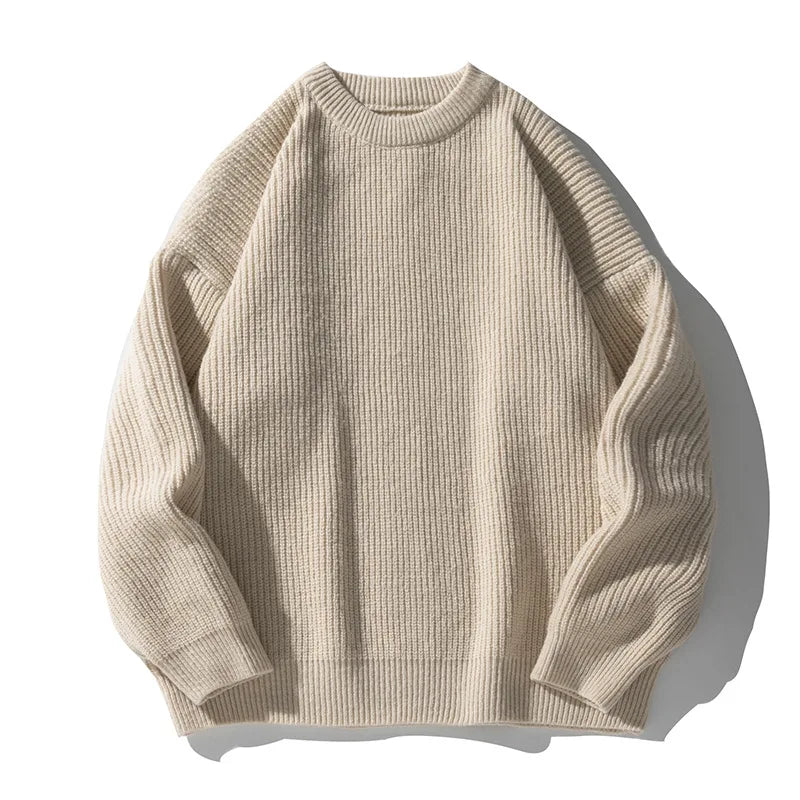 Suéter de gola redonda, cor sólida, básico, masculino, feminino, outono, inverno, parcimonioso, simples, casal, suéter de malha, quente, macio