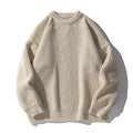 Suéter de gola redonda, cor sólida, básico, masculino, feminino, outono, inverno, parcimonioso, simples, casal, suéter de malha, quente, macio
