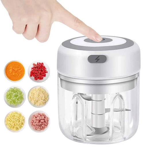 Mini triturador de alho elétrico sem fio 100ml / 250ml Picador portátil Carregamento USB Gengibre Pimentão Máquina de espremer vegetais Cozinha