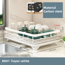 Rack de armazenamento de talheres de aço carbono Rack de escorredor Rack de secagem para pratos, facas e garfos Ferramenta de armazenamento de cozinha de drenagem de bancada