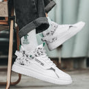 Primavera Outono Masculino Novo Estilo Tênis Vintage Moda Estudante Board Sapatos Casuais Sapatos de Cano Alto Sapatos de Fundo Grosso Respirável