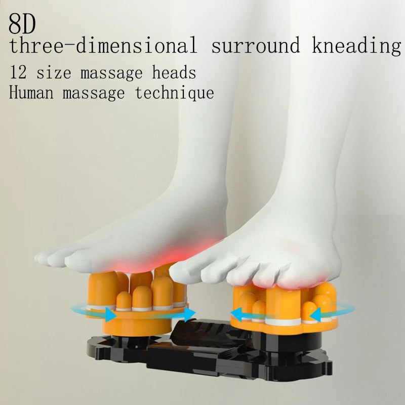 Massageador de Pés Elétrico com Aquecimento, Terapia de Compressão Quente, Shiatsu, Rolo de Amassamento para Relaxamento Muscular e Alívio da Fadiga - Máquina de Spa para Pés
