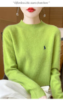 2025 Outono/Inverno Feminino Novo Moletom Com Capuz De Caxemira Elegante Bordado Meio Alto Gola Macia Caxemira Explosiva100% Lã Australiana