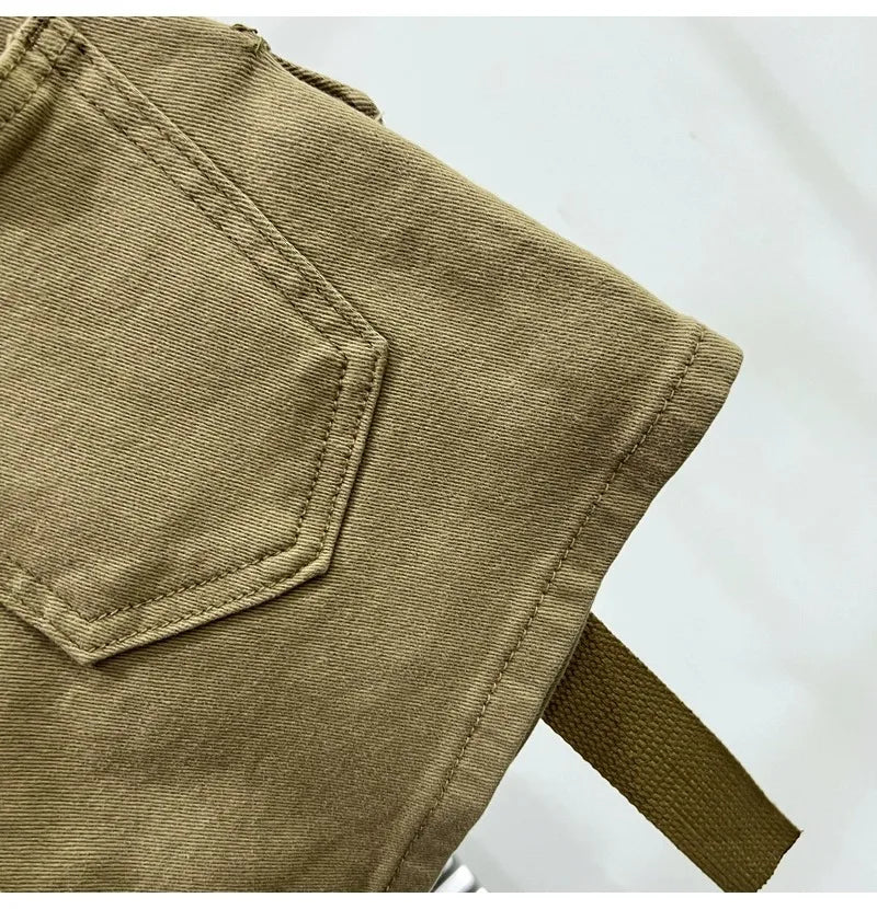 Shorts jeans de bolso grande para mulheres elásticas finas 2024 novas calças cargo curtas de cintura alta primavera/verão para meninas legais calças jeans quentes