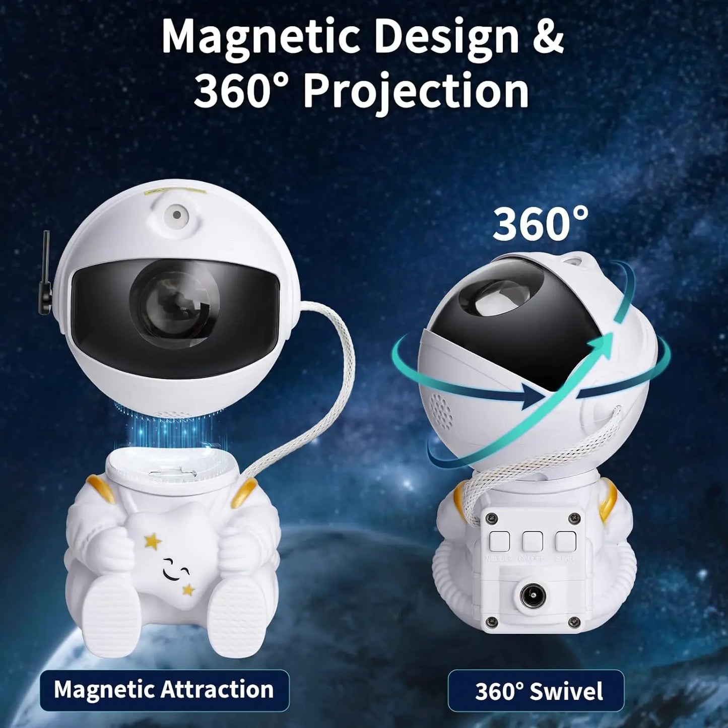 Projetor de Luz de Astronauta Galaxy Star - Projetores de Céu Estrelado, Lâmpada de Decoração para Quarto, Nebulosa, Luz Noturna de LED, Presente para Crianças e Adultos