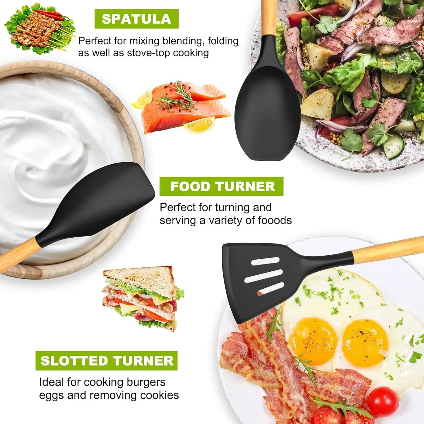 Conjunto de cozinha de utensílio de silicone 36pcs com suporte