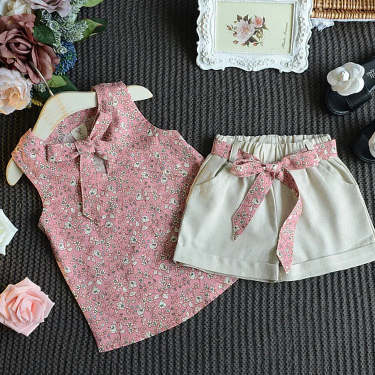 Novo Verão Bebê Meninas Roupas Crianças Sem Mangas Colete Shorts 2 Pçs/jogos Roupas Da Criança Infantil Moda Traje Crianças Fatos De Treino