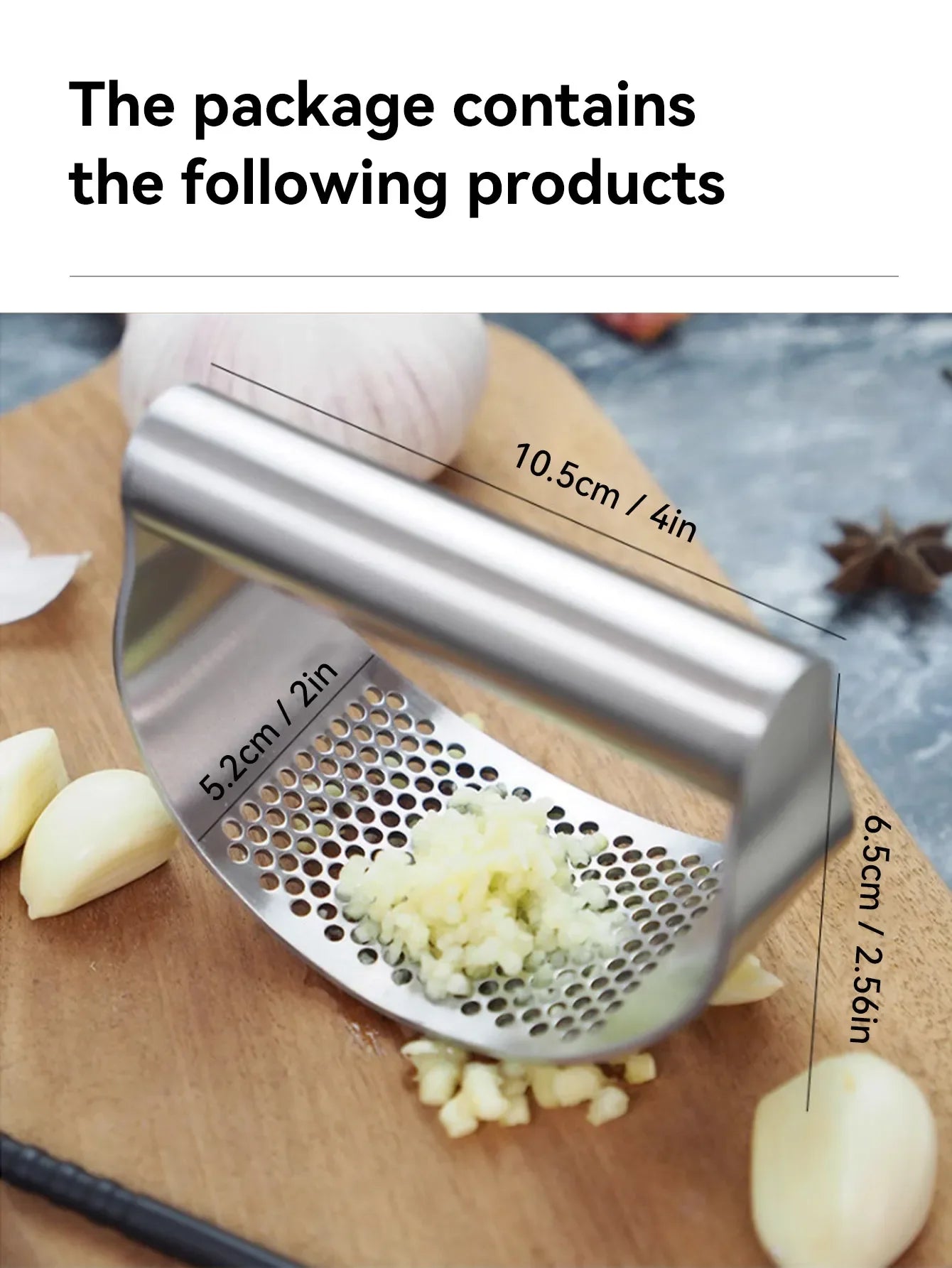 Picador de Alho Manual de Aço Inoxidável, Triturador de Alho para Frutas & Legumes, Ferramenta de Processador de Alimentos de Cozinha