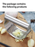Picador de Alho Manual de Aço Inoxidável, Triturador de Alho para Frutas & Legumes, Ferramenta de Processador de Alimentos de Cozinha