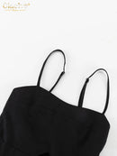 Clacive Sexy Loose Black Cotton Womens Dresses 2024 Summer Strap Sleeveless Ankle Length Dress Elegant Hollow Out Female Dress