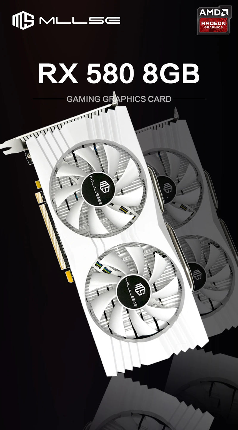 Brasil em Estoque Placa de Vídeo MLLSE AMD Radeon RX 580 8GB GDDR5 256-bit 2048SP PCIe 3.0 x16 para Desktops Placa de Video para Jogos