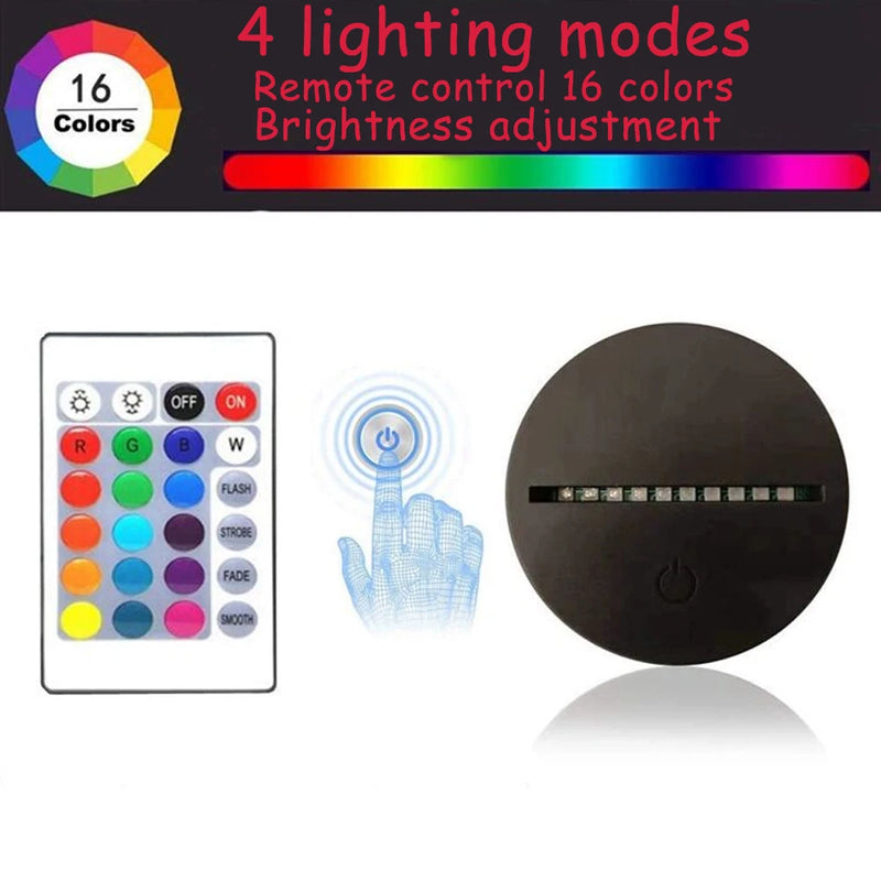 Luz noturna de ponto de ilusão 3D com controle remoto e lâmpada de decoração de quarto de toque inteligente Aniversário Dia dos Namorados Presentes de Natal
