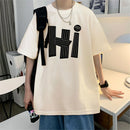 Camisetas masculinas Algodão 4XL Tamanho Grande Preto Masculino Verão Camiseta Oversized Letra Oi Impressão Casual Camisetas Roupas Masculinas