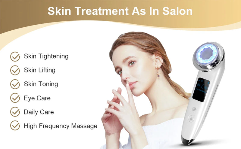 Dispositivo de Lifting Facial com Microcorrente EMS, Terapia de Luz LED, Reafirmação da Pele, Elevação Facial Elétrica, Vibrador e Massageador Facial Aquecido