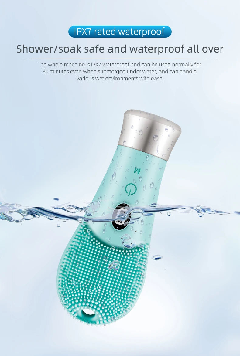 Escova Facial Ultrassônica Elétrica 9 Velocidades, Limpador de Pele Sônica com Vibração de Alta Frequência, Rosto de Silicone Recarregável