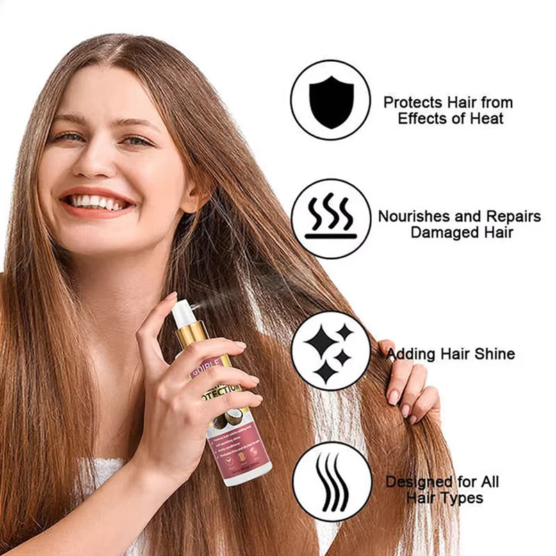 Spray Protetor Térmico de Coco GOIPLE para Cabelo, Livre de Parabenos e Corantes, Protege Contra Danos por Calor, Adequado para Cuidados Diários