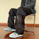 Calças Cargo Verdes Masculinas Oversize Zíper Preto Calças Cargo Masculinas Streetwear Hip Hop Pocket Spring Solto Casual Workwear