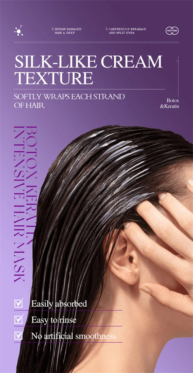 Máscara Capilar de Queratina Mágica Reparação em 5 Segundos Cabelos Danificados e Frisados Suaves, Lisos e Brilhantes Nutrição Hidratação Profunda Cuidado Capilar Nutritivo