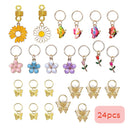 Conjunto de 24 peças de acessórios de cabelo com flores e borboletas, presilha de cabelo e anel de cabelo, flores coloridas, borboletas deslumbrantes