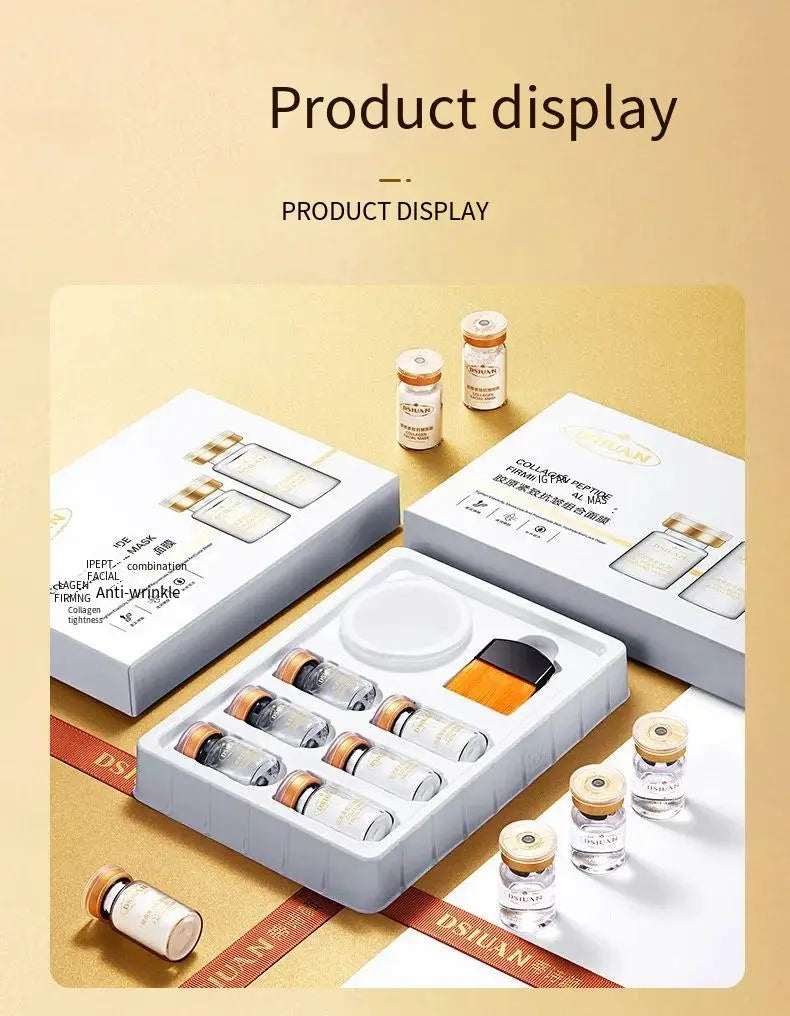 1 Caixa de Máscara em Pó Liofilizado de Peptídeo de Colágeno Set Levanta e Firme o Rosto em V Ácido Hialurônico Clareia, Hidrata e Rejuvenesce a Pele