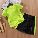 Conjunto de roupas de verão para meninas de bebê respirável esporte futebol jogging camisetas e shorts 2 PCS terno crianças menino Top Bottom Tracksuits