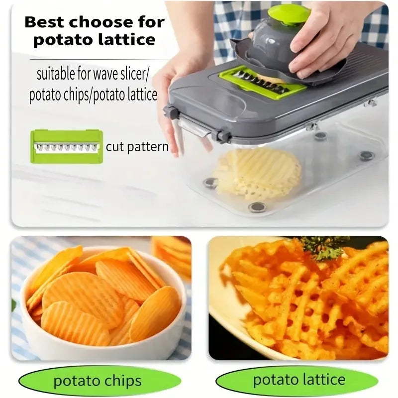 16/25 em 1 Cortador Multifuncional de Legumes com Cabo Ralador de Alimentos Cortador de Legumes Fatiador Picador Itens de Cozinha Ferramenta de cocina