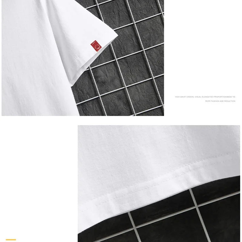 Camisetas masculinas 2024 Masculino Verão Algodão Manga Curta Moda Bottoming Tops Em Torno Do Pescoço Branco Tee Camiseta Oversized Roupas Masculinas