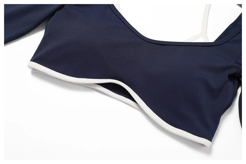 2 Peças Mulheres Treino Conjunto de Ioga Treino Sportswear Roupas de Ginástica Fitness Manga Comprida Crop Top Leggings de Cintura Alta Ternos Esportivos