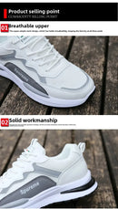 Sapatos masculinos respiráveis de verão 2024 Novos esportes casuais Web Running Student Branco Velho Sapatos da moda de altura aumentada