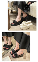 Verão de salto alto casual feminino boca de peixe sapatos sapatos femininos à venda 2024 moda nova dedo do pé quadrado anti-rugas chinelos femininos