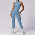 V Voltar Terno De Uma Peça Das Mulheres Macacão Esportivo Zíperes Yoga Macacão Backless Sportswear Mulheres Sleeveles Workout Bodysuits Feminino